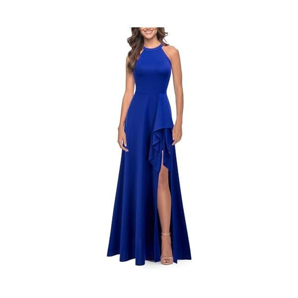 Women Halter Split Formal Party Cocktail Wedding Guest Dress Gown Ruffle