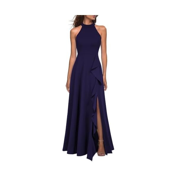 Women's High Neck Sexy Split Evening Cocktail Party Maxi Long Formal Dress