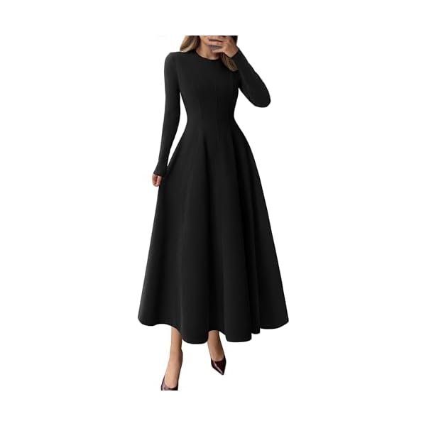 Cocktail Dresses for Women 2026 Elegant Classy Fall Long Sleeve Midi A Line Flowy Modest Winter Party Dress