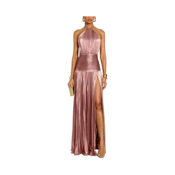 Lady's Sleeveless, Halter, Backless,Pleated Skirt， Form-Fitting Dress for a Sexy Party Occasion