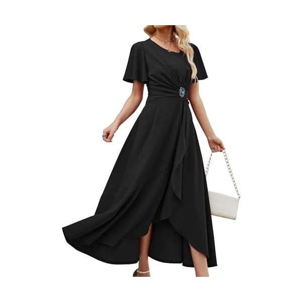 Wedding Guest Dresses for Women Have Pockets Cocktail Dress Ruffle Sleeve A Line Evening Party Formal Dresses for Women