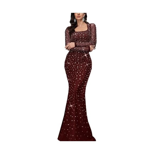 Women's Formal Evening Gown Elegant Rhinestone Long Prom Dress Wedding Guest Party Cocktail Bridesmaid Maxi Dress