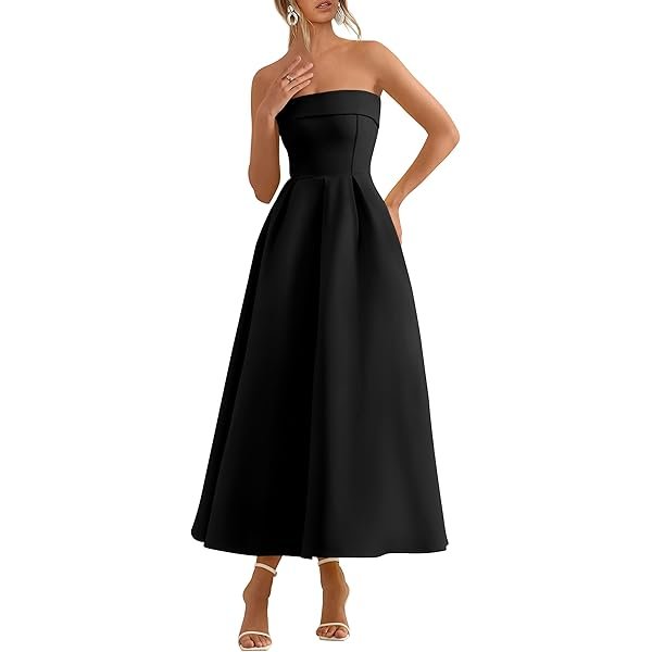 Cocktail Dresses for Women 2026 Summer Formal Elegant Tube Top Strapless Spring Wedding Guest Party Midi Dress